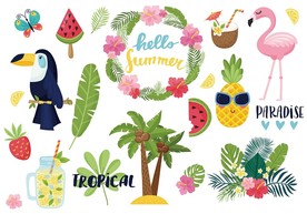 夏季元素矢量背景墙