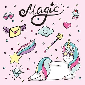 魔法仙子独角兽矢量卡通素材