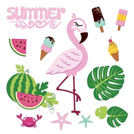 夏季火烈鸟时尚DIY卡通素材