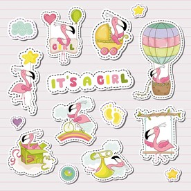 火烈鸟婴儿卡通DIY贴图素材