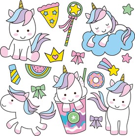 可爱独角兽矢量卡通素材