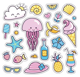 海边度假可爱卡通DIY卡通素材