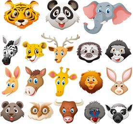 卡通动物头像矢量素材