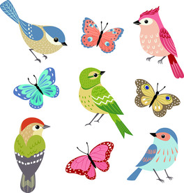 可爱卡通小鸟插画素材