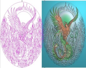 火焰凤凰挂件牌子火凤凰精雕图