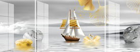 山水風(fēng)景帆船裝飾畫