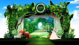 綠色夢幻婚禮背景