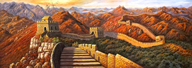 万里长城风景油画