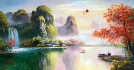 桂林山水漓江风景画