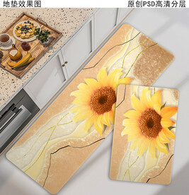 北欧抽象厨房地垫