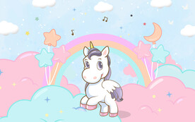 卡通可爱独角兽背景墙