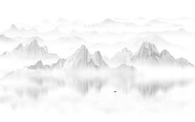 雅士白水墨山水電視背景墻