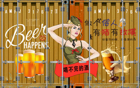 网红餐厅酒吧背景墙