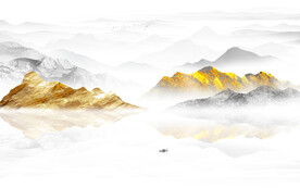 金箔意境山水墨畫背景墻