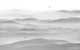 新中式山水背景墻