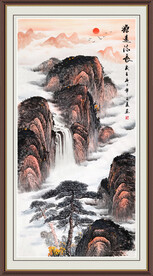 旭日东升山水画