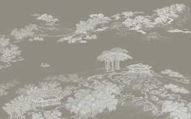 线条蓬莱仙境背景墙