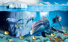 海底風(fēng)景海豚電視背景墻