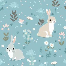 兔子布料底紋卡通多彩圖案