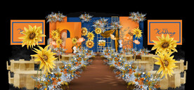 橙藍色婚禮儀式區