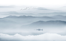 中國(guó)風(fēng)新中式意水墨山水畫(huà)背景墻