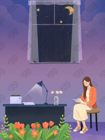 教師節(jié)老師批改作業(yè)閱讀海報