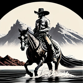 抽象西部牛仔裝飾畫