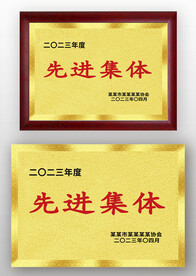 金色先進(jìn)單位榮譽(yù)獎牌銅牌牌匾