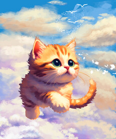 水彩飛貓