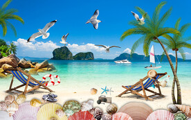 浪漫海島沙灘電視背景墻