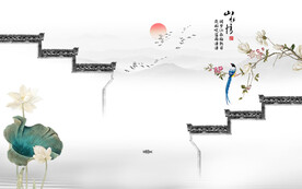 水墨江南水鄉(xiāng)背景墻