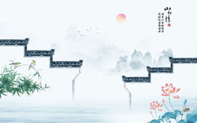 水墨江南水鄉(xiāng)背景墻