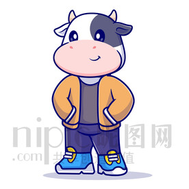 可愛(ài)卡通奶牛矢量插畫(huà)素材