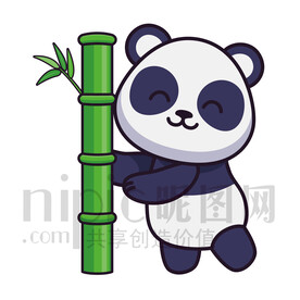 可愛(ài)卡通大熊貓吃竹子矢量素材