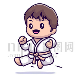 可愛(ài)卡通跆拳道小男孩
