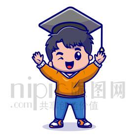 可愛(ài)卡通博士小男孩