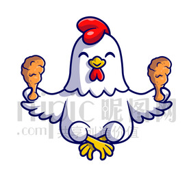 可愛卡通拿著雞腿的雞