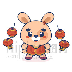 可愛卡通小白兔兔子拜年