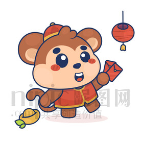 可愛卡通猴年小猴子拜年