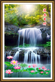 瀑布山水風(fēng)景墻畫