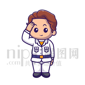 可愛卡通敬禮的小男孩