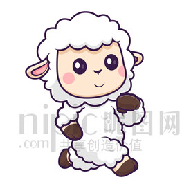 可爱卡通跑步的小绵羊