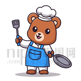 可愛卡通廚師小熊