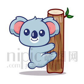 可爱卡通爬树的考拉
