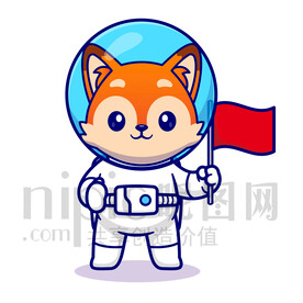 可愛卡通宇航員狐貍