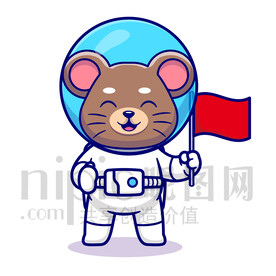 可愛卡通宇航員小老鼠