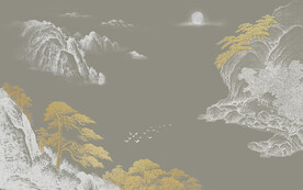 肌理山水迎客松背景墙