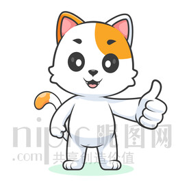 可愛卡通點贊的小貓