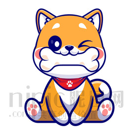 可愛卡通小狗吃骨頭