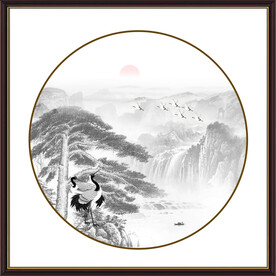 水墨迎客松